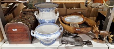 Large collection of ceramics, wooden items and other items including a 19th century blue and white