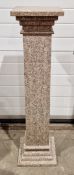 Marble stand of square form, the column with fluted sides, 90cm high x 26cm wide