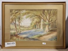 Two early 20th century watercolours signed EMP Byrne, one a woodland scene, 33cm x 50cm, both gilt