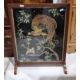 Early 20th century oak framed firescreen having a needlework panel decorated with exotic birds - Image 1 of 3