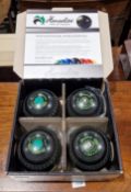 Boxed set of four Henselite size 3 heavy Classic II deluxe bowling balls
