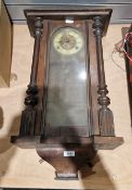 V 19th century walnut cased hanging wall clock, 65cm high (please note VAT will be applied to the