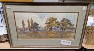 Collection of prints, watercolours and pastels including M. Armour, Bruges Belfry, watercolour and