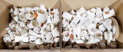 Quantity of Crested ware including a heraldic china vase with the arms of Worthing, W.H. Goss jar