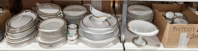 Early 20th century German porcelain Fraureuth part dinner service including plates, bowls, lidded