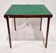 Mid-20th century Petra wooden folding square card table with green baize playing surface, 68cm