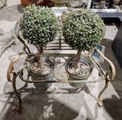 Garden planter in the form of a metal garden bench, 46cm high