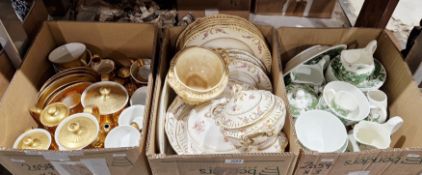 Early 20th century Coalport Green Dragon part tea service and a 19th century pottery part dinner
