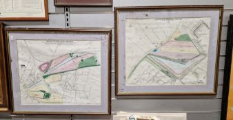 Print map of the Silk Road of Kyrghyzstan, two maps of Newmarket Jockey Club training grounds