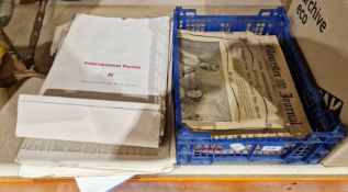 Two Tate Gallery International Paints calendars dated 1960 and 1961, two 19th century newspapers,