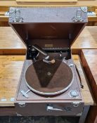 Early to mid-20th century Columbia portable gramophone in brown case