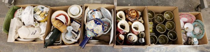 Large quantity of ceramics including a set of 1970's olive glazed pottery goblets, a studio