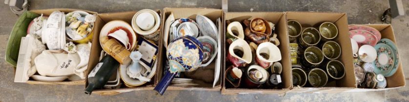 Large quantity of ceramics including a set of 1970's olive glazed pottery goblets, a studio