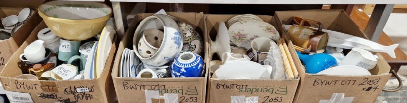 Mixed lot of ceramics including Chinese blue and white ceramics, a Royal Doulton stoneware three-