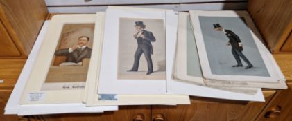 14 19th century mounted Vanity Fair and Spy prints together with approx 38 loose Vanity Fair and Spy