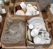 Collection of ceramics and glassware including Japanese Platinum Rose dinnerwarwe, stoneware souffle