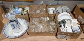 Collection of ceramics and glass including a Adderleys wash bowl and basin, Orla Kiely mugs, white