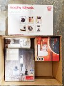 Morphy Richards Easy Blend in box, a Kitchen Craft coffee grinder, a Crofton three in one hand