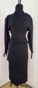A Rose Bradford for Radley black crepe dress, size 10, deep 'V' neck, peplum, full length sleeves