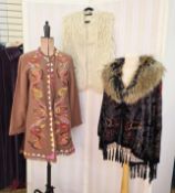An embroidered cotton jacket, labelled Indigo Moon, extra small, an embroidered velvet jacket,