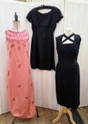 A Blanes black grosgrain dress, empire waistline with braided detail to the waistline and hem,