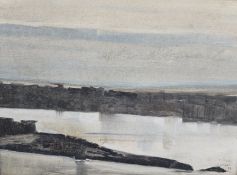 Angela Connor (b.1935), oil on board, View of East River, inscribed lower right 'To Paul. Connor