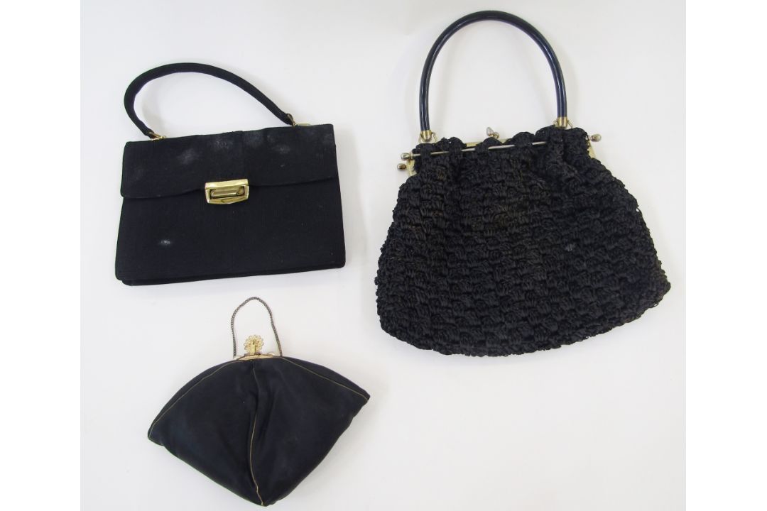 A pair of mid-century Bally strapped court shoes, leather button, size 40.5, a vintage evening bag - Image 1 of 3