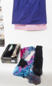A quantity of vintage gloves and lengths of net, black, blue, etc., and lace for dress making, and