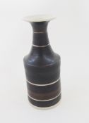 Studio pottery bottle vase, in the style of Dame Lucie Rie (1902-1995), black LR mark to base,