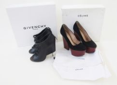 A pair of leather Prada lace-up shoes with rope platform soles, gold leather lined, size 38, in
