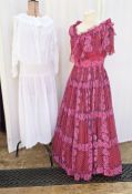 A white lawn cotton dress, labelled Gina Fratini, with smocked dropped waist, elasticated