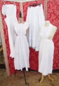 Victorian/Edwardian garments to include a full cotton petticoat, with pintuck and broderie