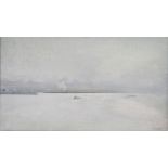 Angela Connor (b.1935), oil on board, Estuary scene, probably East River with vessel in distance,