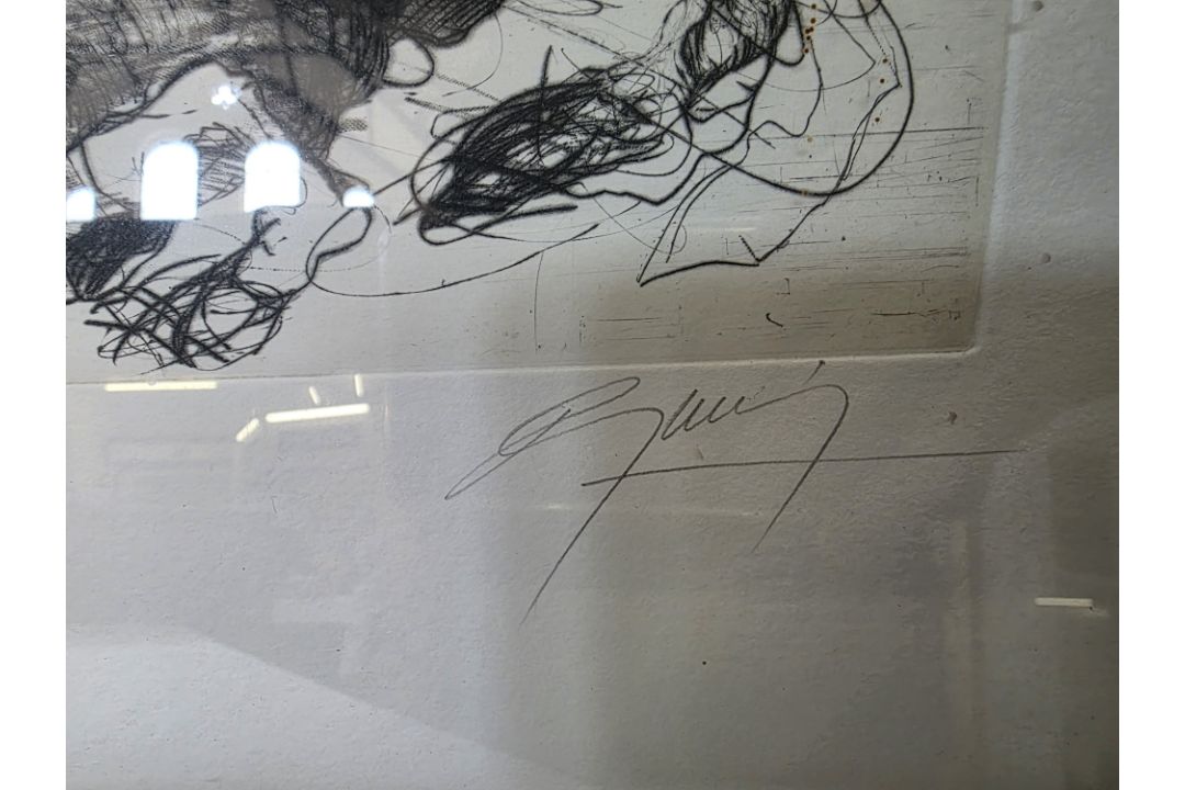 After Jean-Marie Guiny, limited edition print, Black and white study of horse rearing, 2/150, signed - Image 3 of 4