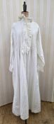 Full-length Victorian nightgown, broderie anglaise pintuck detail, broderie anglaise frills, front