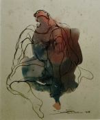 Judith Brown, pen and wash, Sketch of seated figure, signed and dated 88 lower right, 24cm x 21cm