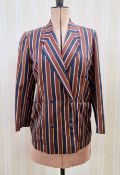 Gents striped blazer, blue, maroon and cream, no label, a 1970's/80's sleeveless jerkin, blouson