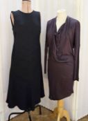 Catherine Walker black crepe shift dress , with a black wool draped tunic/dress labelled Helmut,