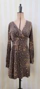 Biba jersey dress/'romper suit' in brown with yellow and brown spotted detail, elasticated waist,