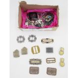 A quantity of vintage and earlier buckles, to include Edwardian cut steel, diamante, gilt metal
