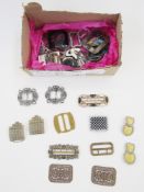 A quantity of vintage and earlier buckles, to include Edwardian cut steel, diamante, gilt metal