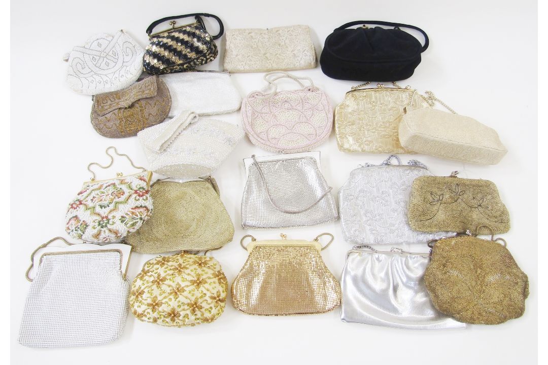 Large quantity of evening bags to include Rollo , late mid-century mainly, to include lame,