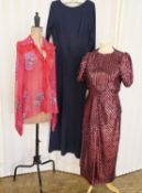 An Emanuel Ungaro red chiffon blouse, embroidered with sequin butterflies, frilled front, a red