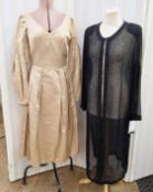 Various vintage dresses, mainly 1950's, to include a dark cream satin cocktail dress labelled '