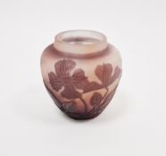 Émile Gallé (French, 1846-1904), early 20th century miniature cameo glass vase, in maroon colourway,