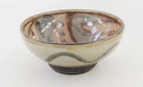 Ara Cardew (b.1962) for Wenford Bridge Pottery, a stoneware lustred bowl, glazed in brown and blue