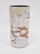 Poole Pottery lustre vase of cylindrical form, factory mark and paint MS initials to base, 17cm