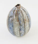 Alan Wallwork (1931-2019), a stoneware seed pod form vase, traces of incised AW mark, decorated in
