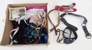Large quantity of vintage belts, gloves and a small box of buttons ( 2 boxes)