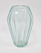Moser 'Diva' glass vase of faceted ovoid form, in beryl green colourway, height 20cm